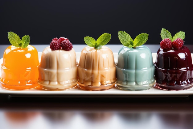 gelatina di budino sul tavolo della cucina fotografia pubblicitaria professionale di cibo