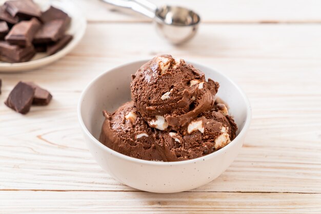 gelato al cioccolato con marshmallow