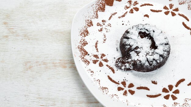 Gelato al cioccolato fondente Vista dall'alto Spazio libero per il testo