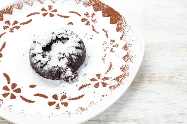 Gelato al cioccolato fondente Vista dall'alto Spazio libero per il testo