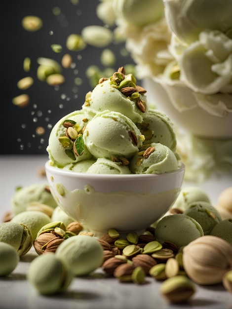 Gelato al pistacchio, deliziosa delizia rinfrescante al gusto cinematografico di pistacchi