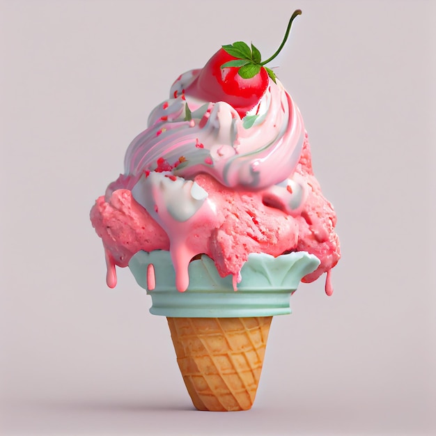 Gelato alla fragola dolce AI generativa