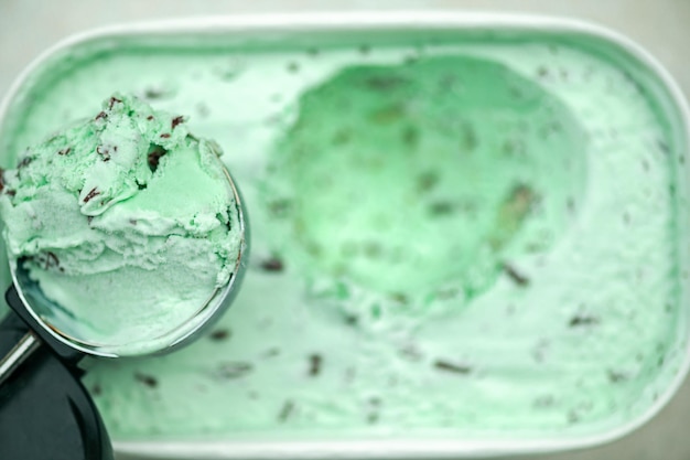 Gelato alla menta con gocce di cioccolato