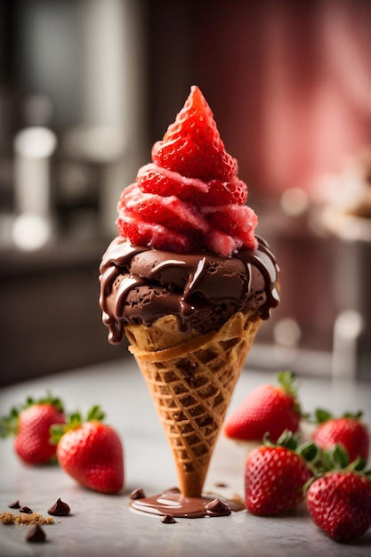 Gelato alla vaniglia e alla fragola generato da Ai