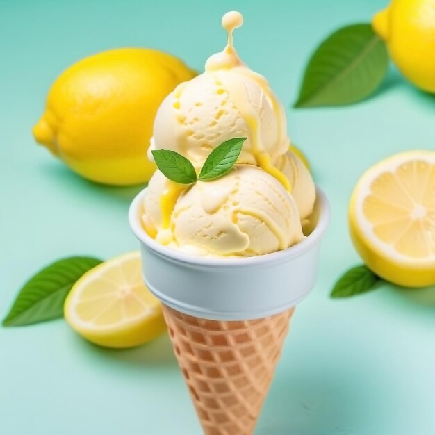 Gelato biologico al limone Un delizioso dessert estivo gelato