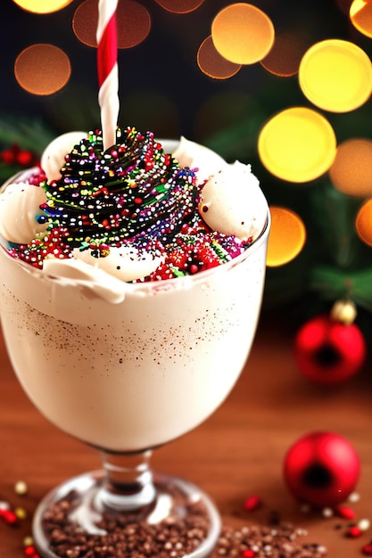 gelato condito con cioccolato e codette festive