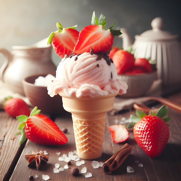 gelato di fragole frutta fresca dessert delizioso