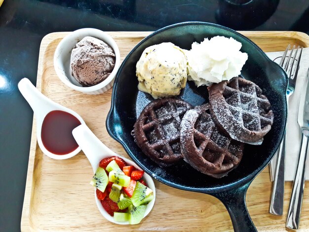 Gelato e dessert waffle