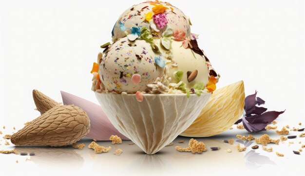 Gelato freddo condito con più frutta secca tritata fine Genera Ai