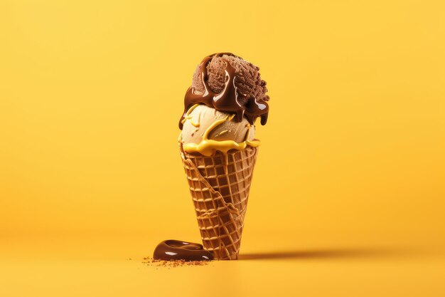 Gelato Freshy su sfondo giallo Generativo Ai