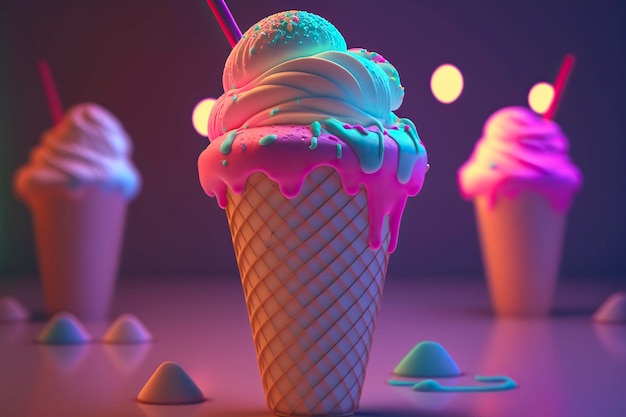 Gelato in colori neon Generative AIx9