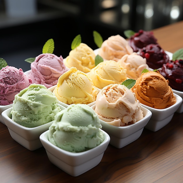 Gelato italiano che mescola sapori e colori