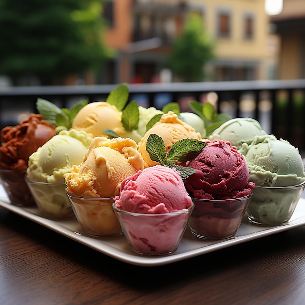 Gelato italiano che mescola sapori e colori