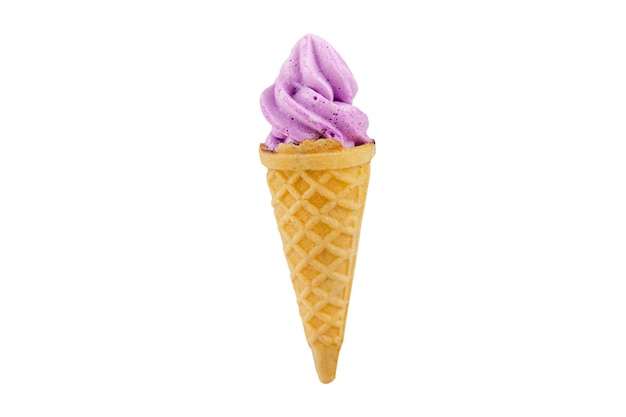 Gelato morbido purpureo isolato su sfondo bianco con percorso di ritaglio