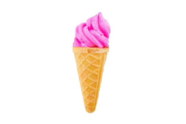 Gelato rosso soft serve isolato su sfondo bianco con percorso di ritaglio