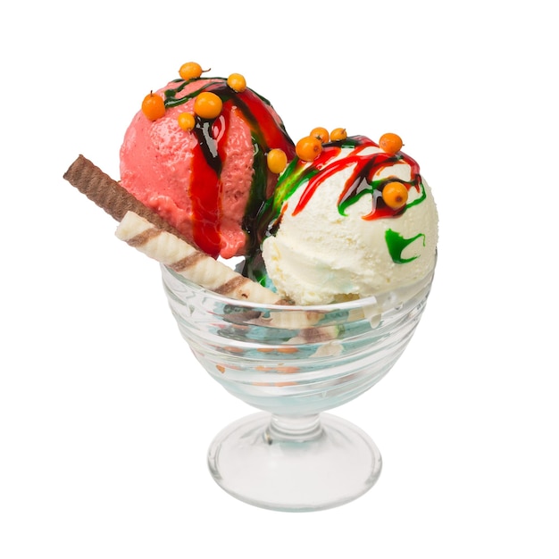 Gelato Sundae di diverso gusto in un bicchiere