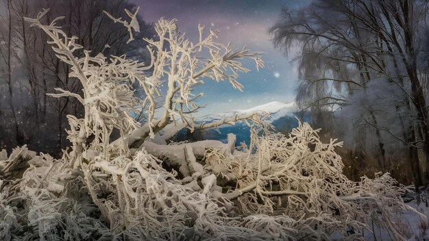 gelo e neve sui rami bella foto di sfondo invernale stagionale della natura congelata