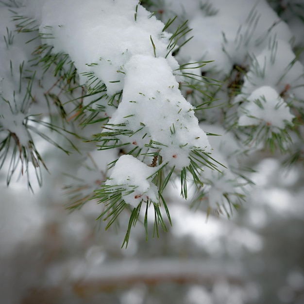 Gelo sui rami Bello sfondo naturale stagionale invernale Albero sempreverde congelato un albero di pino