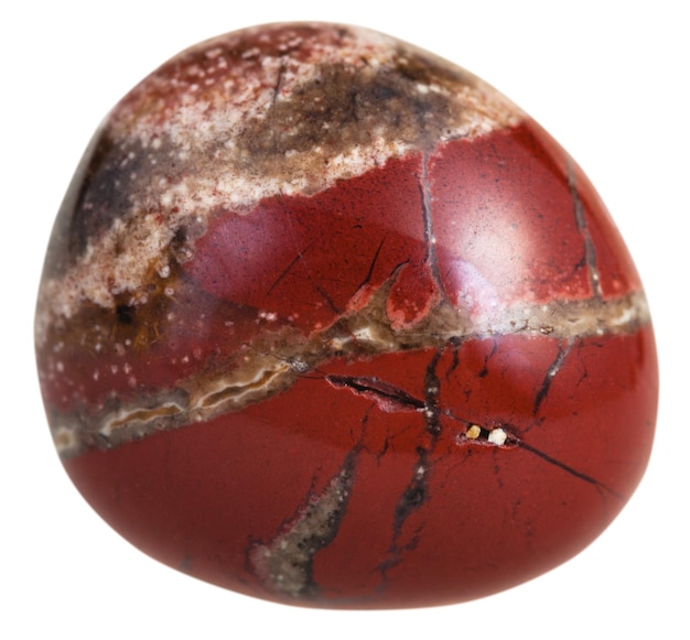 Gemma minerale di diaspro rosso brecciato burattato