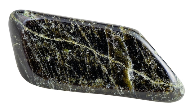 Gemma minerale Diopside verde scuro burattata