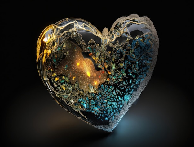 Gemma naturale di zircone di cristallo traslucido realistico a forma di cuore Tecnologia AI generativa