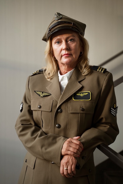 Generale della donna del tiro medio in uniforme