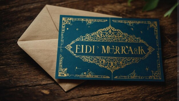 generare un biglietto di auguri con un messaggio di auguro come Eid Mubarak il più chiaro possibile