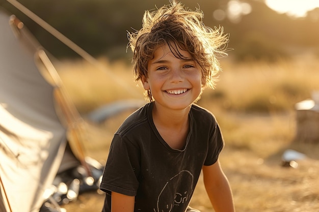 Generare un'immagine di un ragazzino con un sorriso gioioso