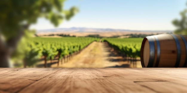 Generativa AI bellissimo paesaggio verde di vigneti file di viti al tramonto