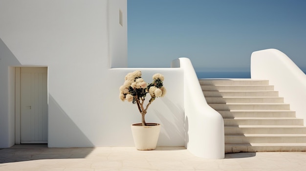 Generativa AI Ibiza estetica villa casa e paesaggio costiero colori attenuati minimalismo