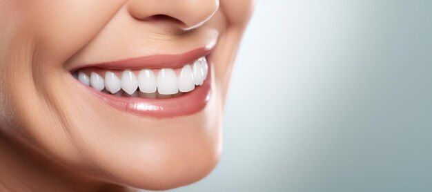 Generativa AI senior donna bocca o denti sorridente igiene o servizio cosmetico di pulizia dentale