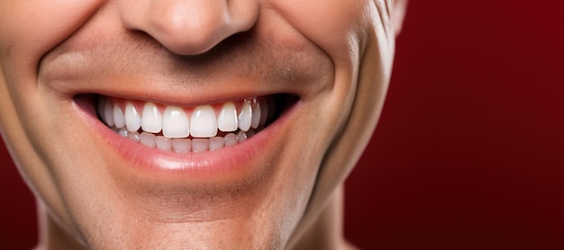 Generativa AI uomo anziano bocca o denti sorridente igiene o pulizia dentale servizio cosmetico