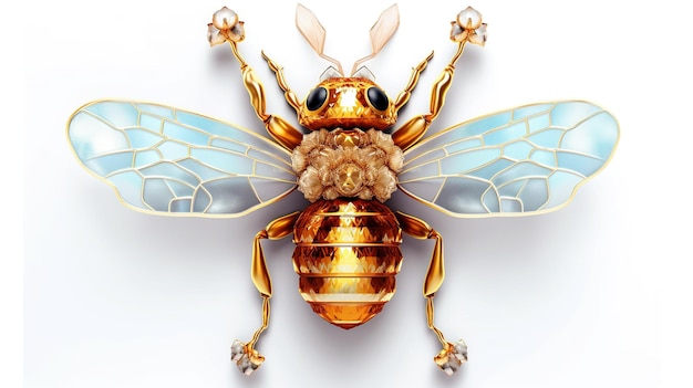 Generative AI bellissima spilla ape da miele pietra opale e tavolozza di colori dorati Gioielli di bigiotteria