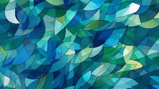 Generative AI Blue and Green Digital Abstract Pattern per la consapevolezza ambientale