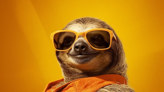 Generative AI Chillin' Sloth Occhiali da sole e vibrazioni pastello