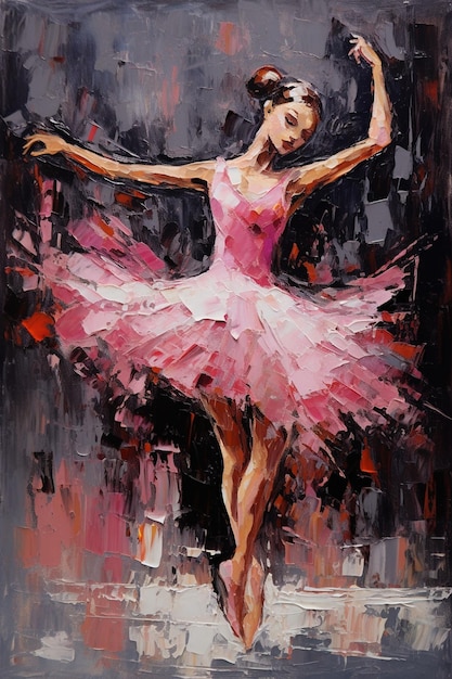 Generative AI Danza donna o ragazza movimento dinamico Impasto disegnato a mano arte colorata dipinta giovane ballerina ballerina femminile