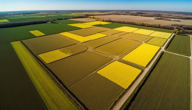 Generative AI Farm paesaggio agricolo campi di grano bella strada campestre di campagna