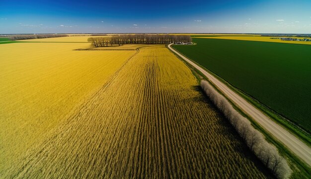 Generative AI Farm paesaggio agricolo campi di grano bella strada campestre di campagna