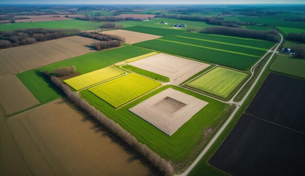 Generative AI Farm paesaggio agricolo campi di grano bella strada campestre di campagna