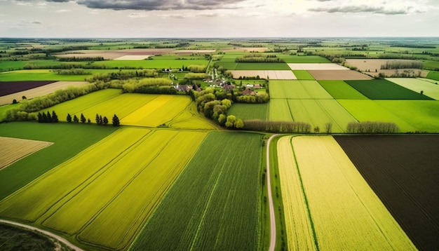 Generative AI Farm paesaggio campi agricoli bellissima campagna strada di campagna Natura