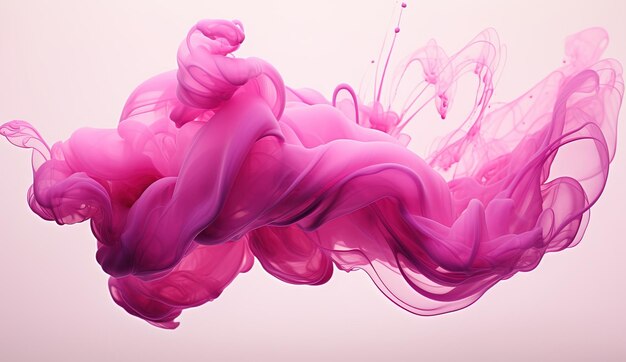 Generative AI Fumo magenta viva rosa chiaro che scorre con spruzzi Banner fluido morbido