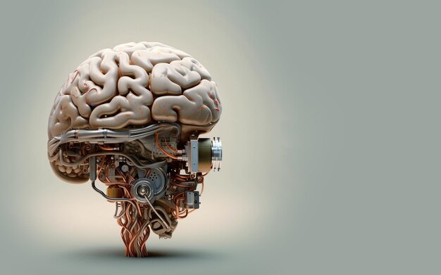 Generative AI human brain and artificial intelligence concept big data processing computer