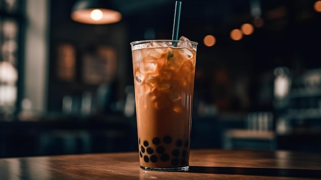 Generative AI È il tradizionale bubble tea prodotto con tè nero e latte. Può essere addolcito con zucchero o sciroppi aromatizzati