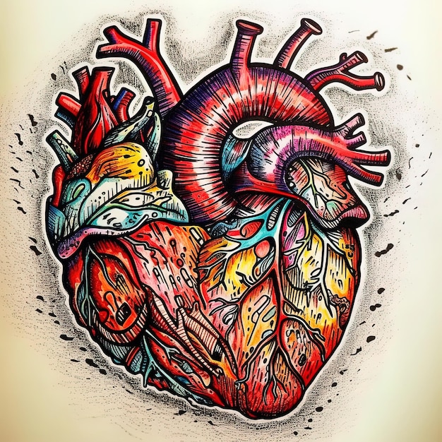 Generative AI Ink disegno di un cuore con grande dettaglio