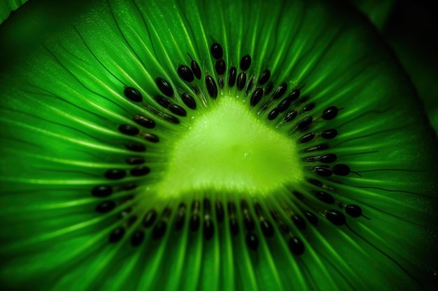 Generative AI Macro Kiwi fresco sfondo testurizzato