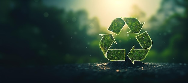 Generative AI Un cartello verde di riciclaggio in legno che lascia il concetto di riutilizzo zero rifiuti