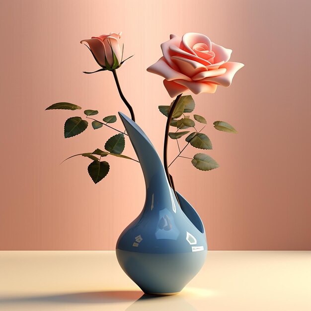 Generative AI una rosa in un vaso creata nel software 3D