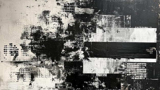 Generative AI vintage grunge sfondo collage nero e bianco texture e forme diversex9xA