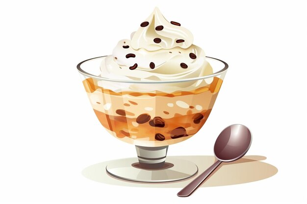 Generativo AI Affogato dessert italiano caffè e crema freddo delizioso illustrazione isolata su th