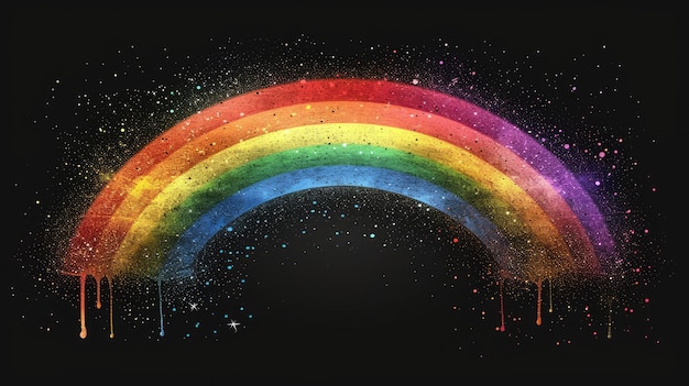 Generativo AI arcobaleno colorato disegnato su sfondo nero